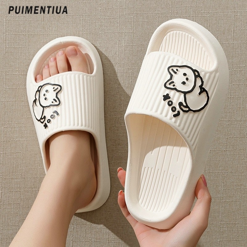 2023 Summer Women Slippers Bath Thick Platform Non-Slip Home Cat Cartoon Flip Flops Beach Sandals Ladies Slides Indoor Outdoor