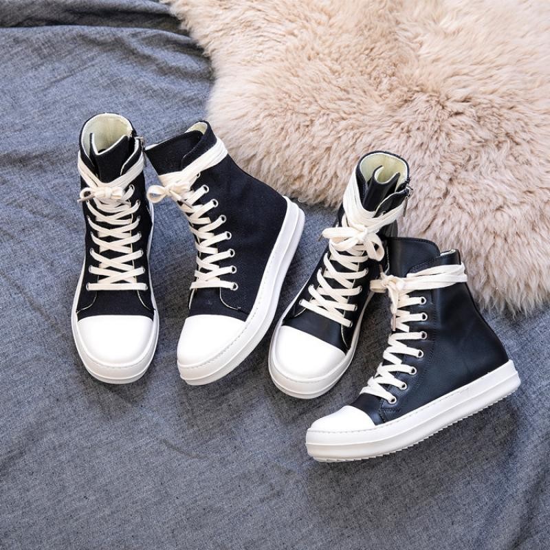2022 Fashion Women Sneakers 44 Chaussure Femme Zipper Women Black Sneakers Canvas Casual Shoes Woman Spring Ladies Shoe