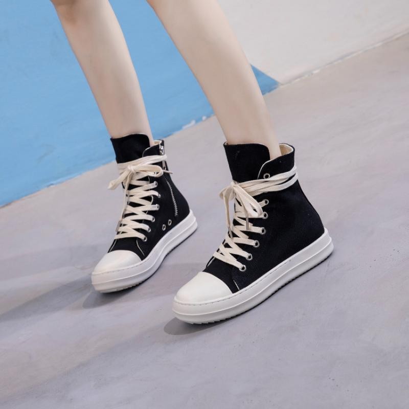 2022 Fashion Women Sneakers 44 Chaussure Femme Zipper Women Black Sneakers Canvas Casual Shoes Woman Spring Ladies Shoe