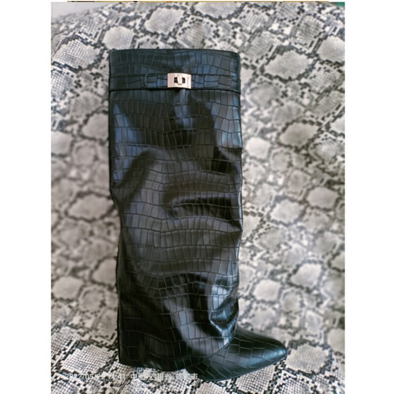 Autumn and Winter New Knee-length Women's Boots Fashion Pointed High Heel Long Sleeve Women's Boots Large Trouser Boots