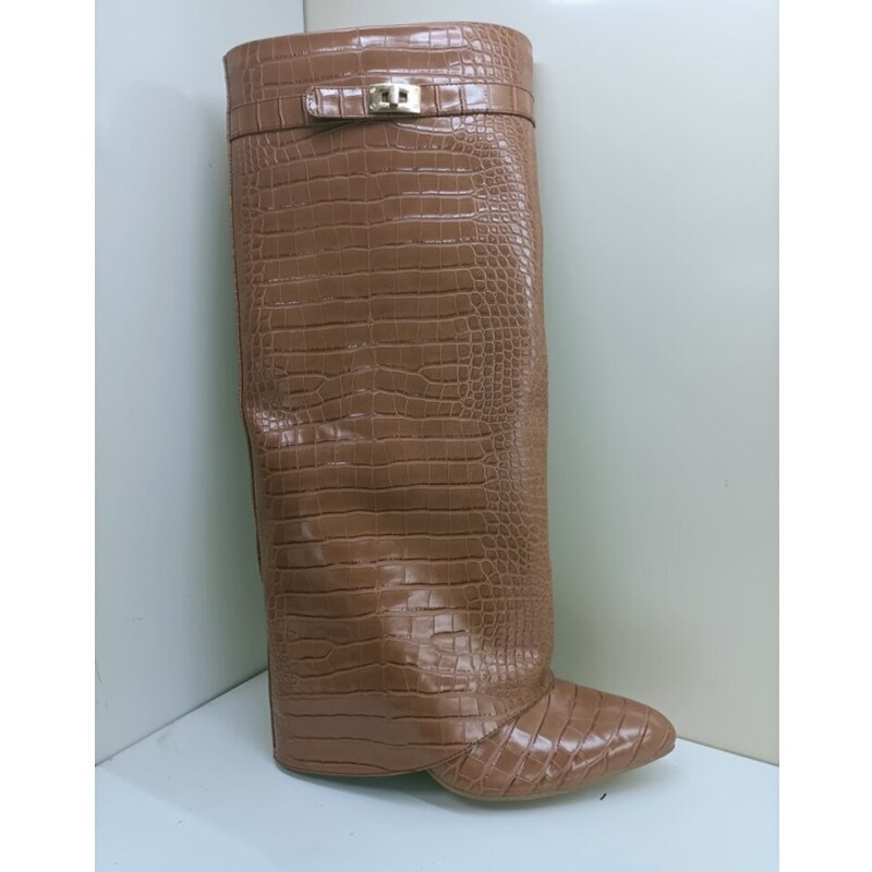 Autumn and Winter New Knee-length Women's Boots Fashion Pointed High Heel Long Sleeve Women's Boots Large Trouser Boots