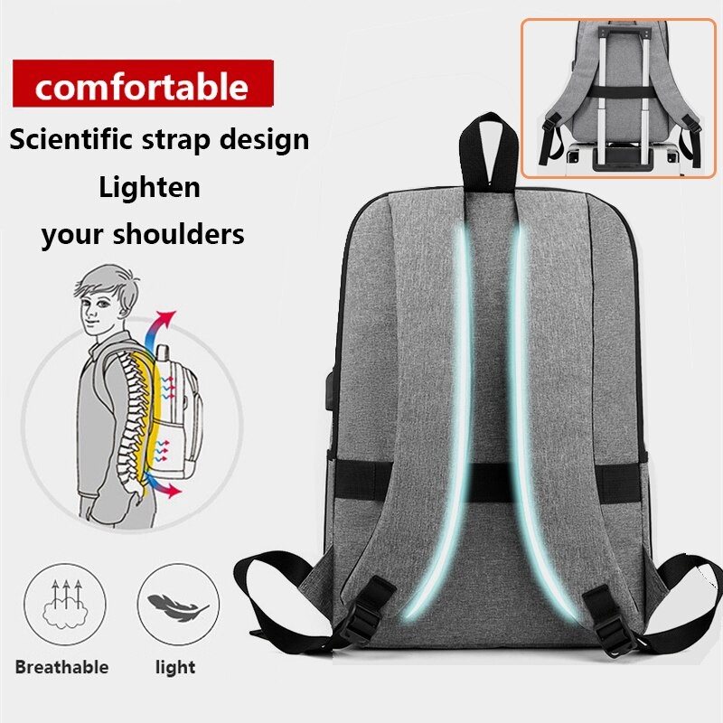 Multifunctional Men's Backpacks Waterproof Bag Pack for Men Backpack for School Book Bag Usb Port Back Bag for Men Black Backpac