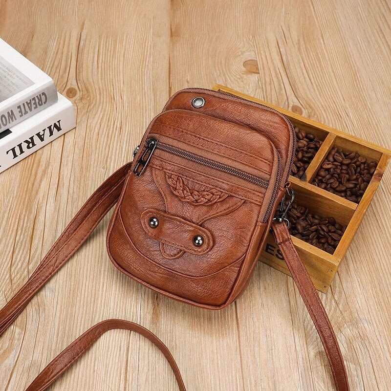 Multi-Functional Soft PU Leather Small Shoulder Bag For Women Vintage Crossbody Bag Cash Purse Cell phone Bag