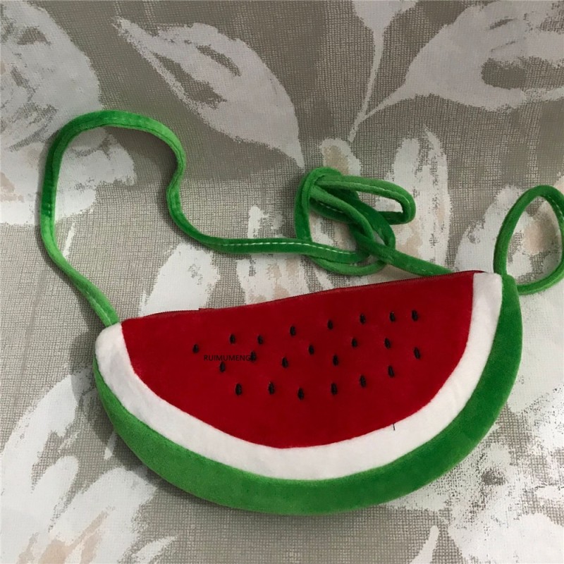 22CM Length , Plush Watermelon Shoulder BAG , Plush Coin Pouch , Messenger