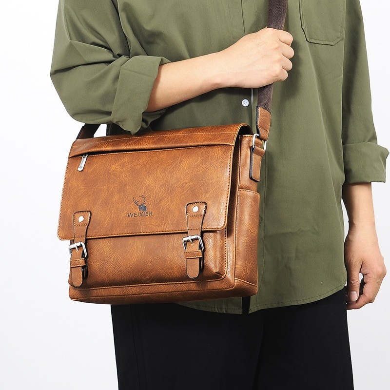 Men's Diagonal  Bag Ipad or Documents Single Shoulder Satchel Retro Casual Cross-border Businessman Bag
