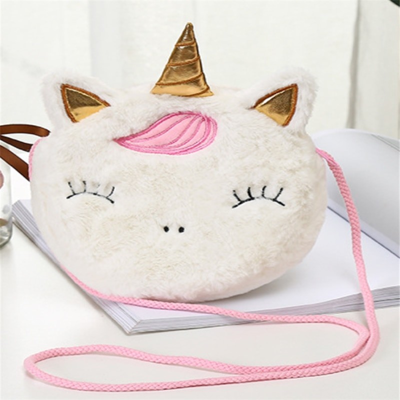 Multi-Designs, New Lady's Fluffy Unicorn Plush Satchel -  Cute Messenger BAG , Shoulder Coin BAG Pouch
