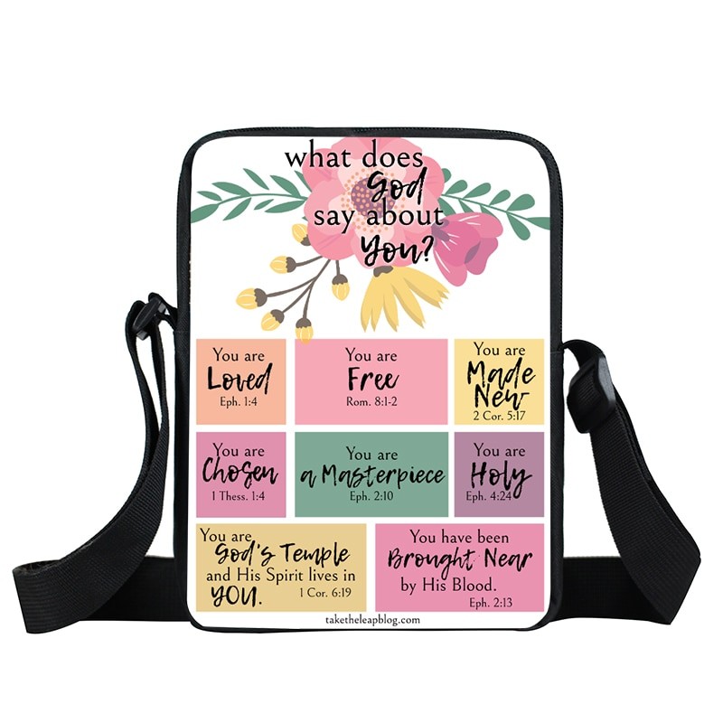 Bible Verse He Will Sustain You Print Shoulder Bag Women Classic Bible Verse Floral Messenger Bags Canvas Crossbody Bag Gift