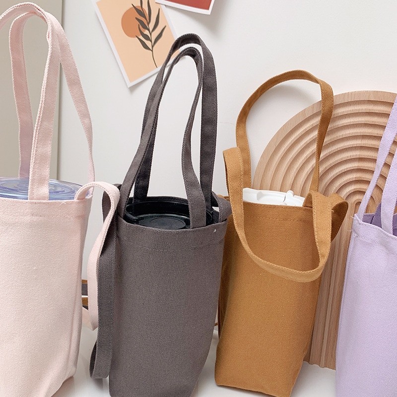 1pcs Portable Water Bottle Storage Bag Coffee Bottle Holder Shoulder Bag Coffee Cup Storage Sleeve Cover Canvas Travel Bag