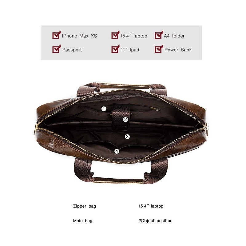 Bag Men's Genuine Leather Briefcase Male Man Laptop Bag Natural Leather For Men Messenger Bags Men's Briefcases New Style