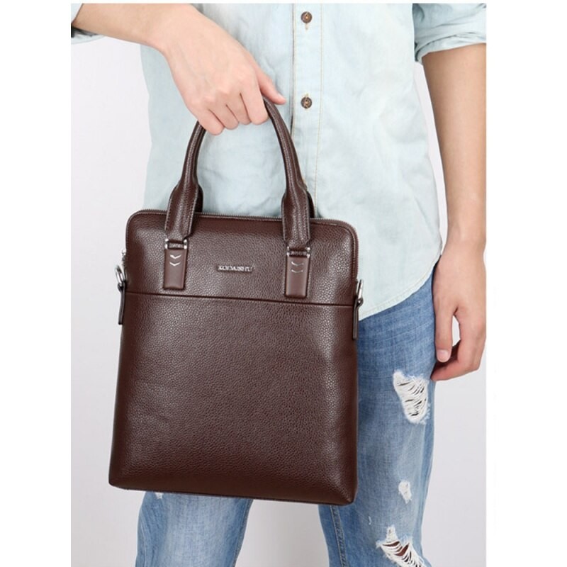 Business Vertical Men Small Briefcase Bag High Quality Leather Handbag Casual Shoulder Crossbody Bag File Bag For Male