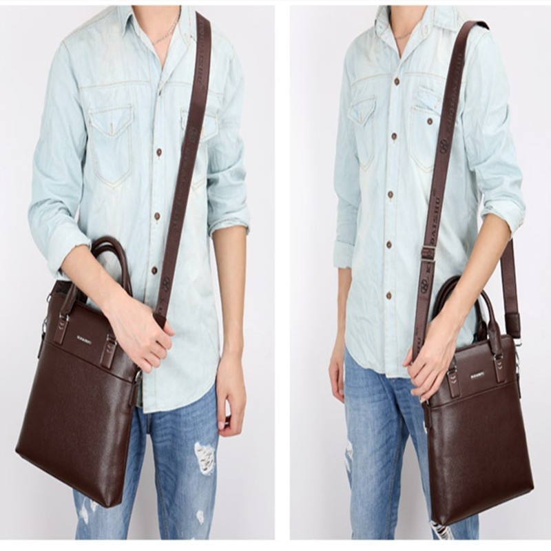 Business Vertical Men Small Briefcase Bag High Quality Leather Handbag Casual Shoulder Crossbody Bag File Bag For Male