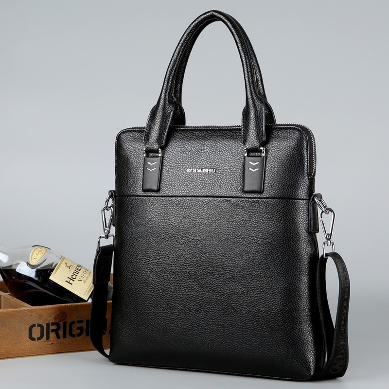 Business Vertical Men Small Briefcase Bag High Quality Leather Handbag Casual Shoulder Crossbody Bag File Bag For Male