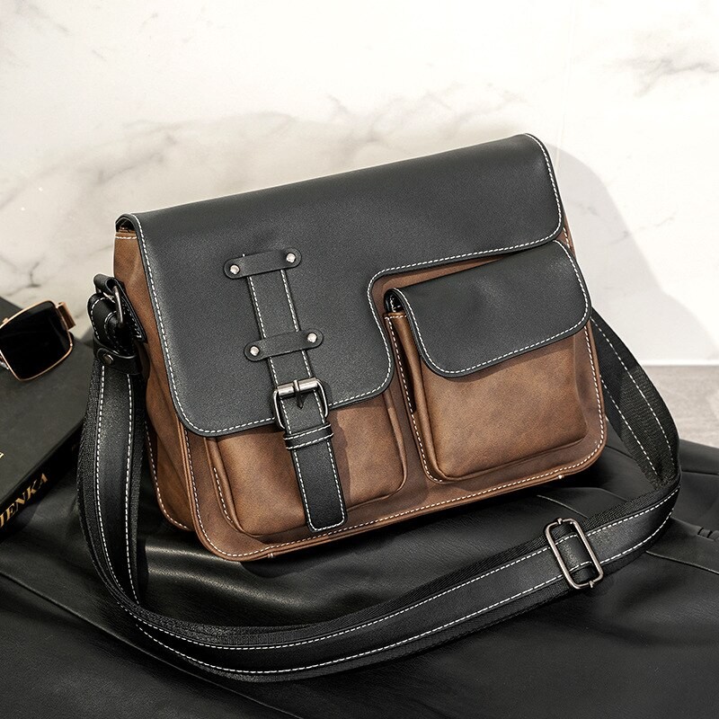 Scione Fashion Casual Messenger Bags Retro Trend Crossbody Bag Simple Style Portable Men's Briefcase K394