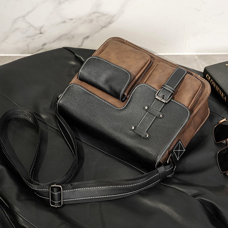 Scione Fashion Casual Messenger Bags Retro Trend Crossbody Bag Simple Style Portable Men's Briefcase K394