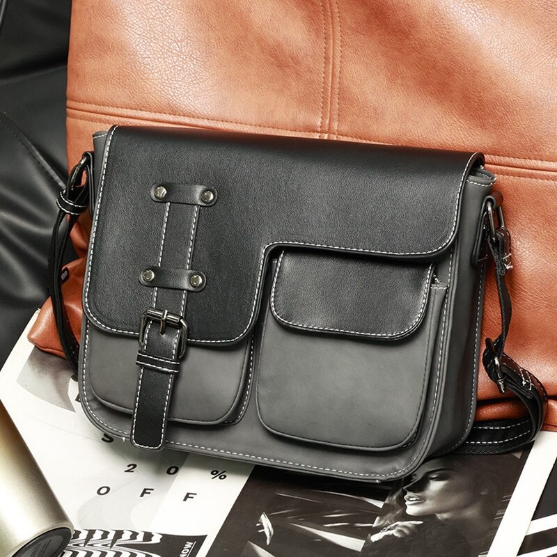 Scione Fashion Casual Messenger Bags Retro Trend Crossbody Bag Simple Style Portable Men's Briefcase K394