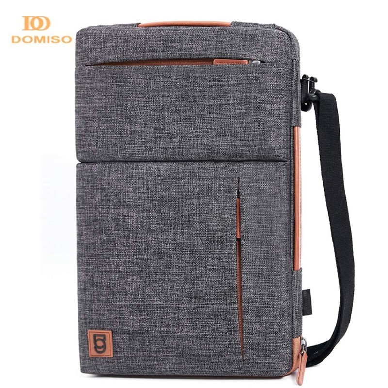 DOMISO Multi-use Strap Laptop Sleeve Bag With Handle For 10" 13" 14" 15.6" 17" Inch Laptop Shockproof Computer Notebook Bag,Grey