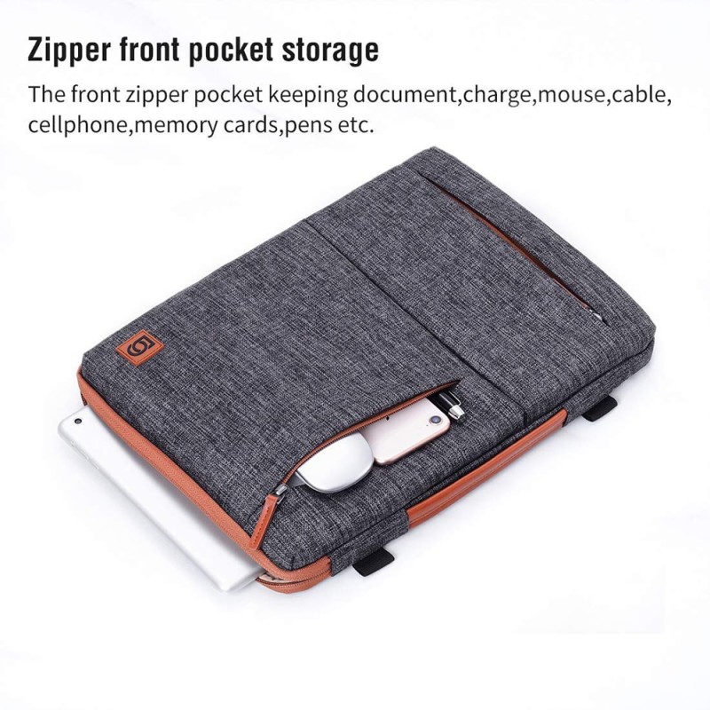 DOMISO Multi-use Strap Laptop Sleeve Bag With Handle For 10" 13" 14" 15.6" 17" Inch Laptop Shockproof Computer Notebook Bag,Grey