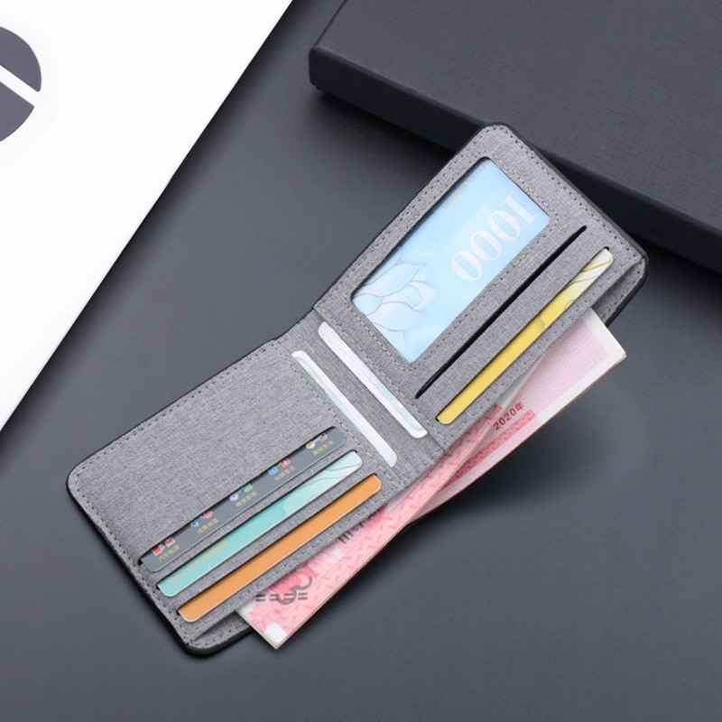 Canvas Men Wallet Black/blue/gray Card Holder Wallet Male Money Bag 2022 ID/photo/bank Holder Short Purse Credit Card Case Bag