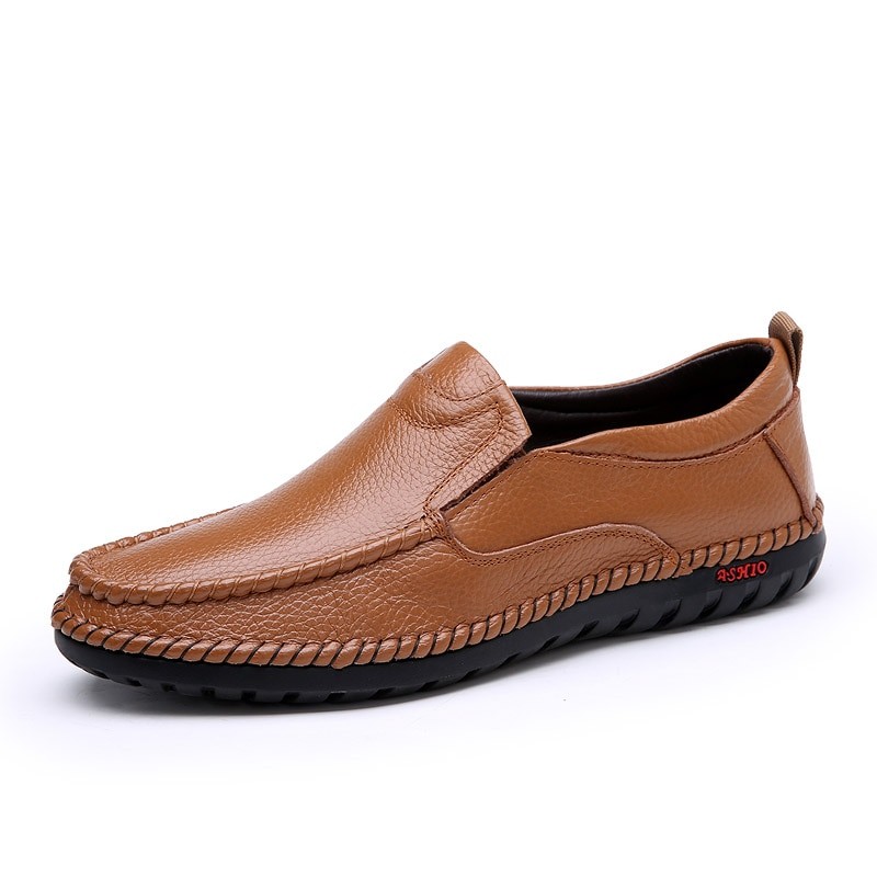 Breathable Genuine Leather Men Shoes Summer Slip On Loafers Men Casual Leather Shoes Blue Flats Hot Sale Driving Shoes Moccasins