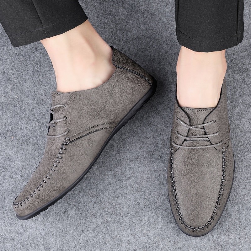 Men Leather Casual Shoes Outdoor Comfortable High Quality Fashion Soft Homme Ankle Non-slip Flats Moccasin Trend Plus Size 38-47