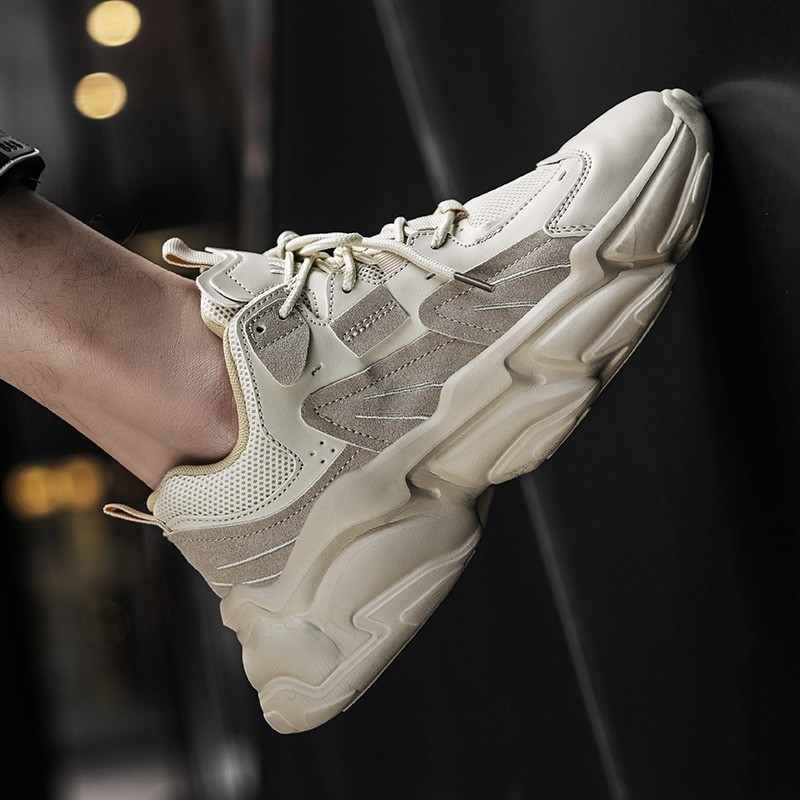 Men Casual Sneakers Mens Chunky Height Increasing Shoes Thick Sole Hard-Wearing Non Slip Platform Sneakers Male Footwear 39-46