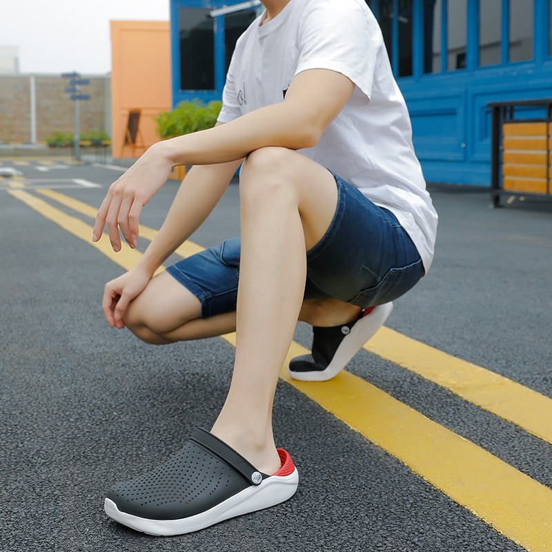 Men's Slippers Summer New Women's Home Slippers Outdoor Non Slip Beach Shoes Hole Shoes Fashion Hollow Breathable Couple Sandals