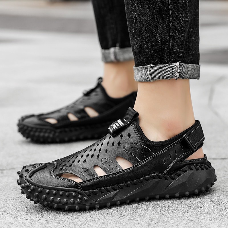 2023 Men's Shoes Summer Fashion Leather Casual Slippers Beach Sandals