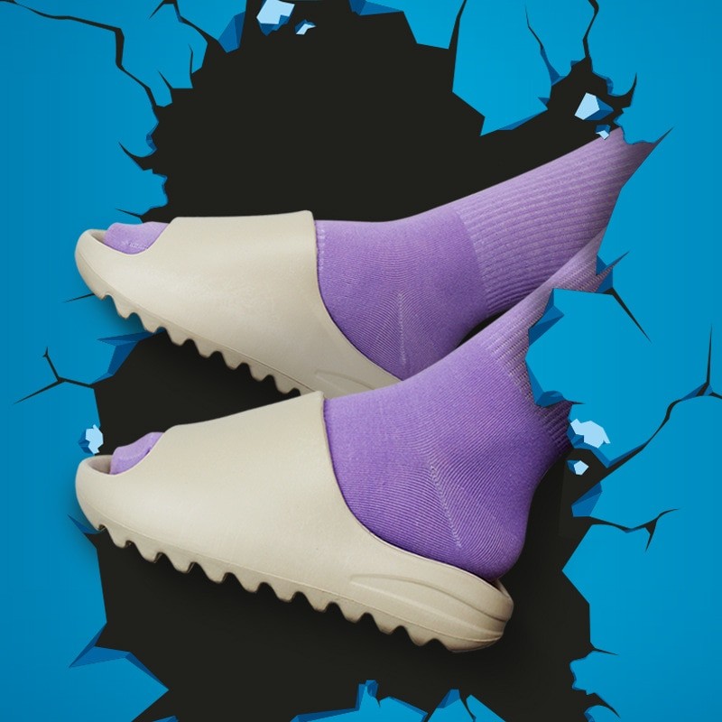 YZY Slides Men's Fashion Breathable Beach Sandals Slippers Fish Mouth Men Women's Slippers Lightweight  Anti-slip Flip Flops 46