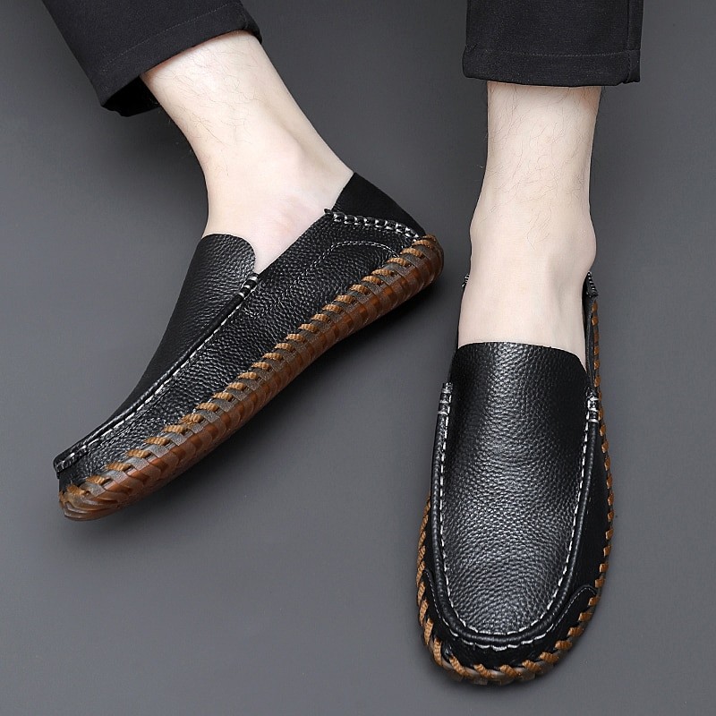 2023 New Men Shoes Simple Moccasins Trend Shoes Mens Business Leather Shoes Luxury Breathable Loafers Male Casual Driving Shoes