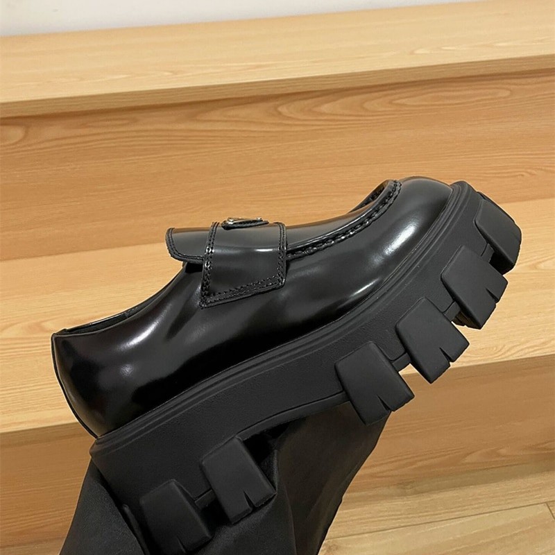 Leather Shoes Men's And Women's Luxury Platform Loafers Casual Shoes New Black  White Shoes Spring And Autumn Unisex Large Size