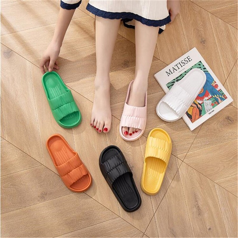 Summer Soft Comfortable EVA Non-slip Flip Flops Bath Slippers Couple Family Flat Shoes Hotel Sandals Women Indoor Home Slippers
