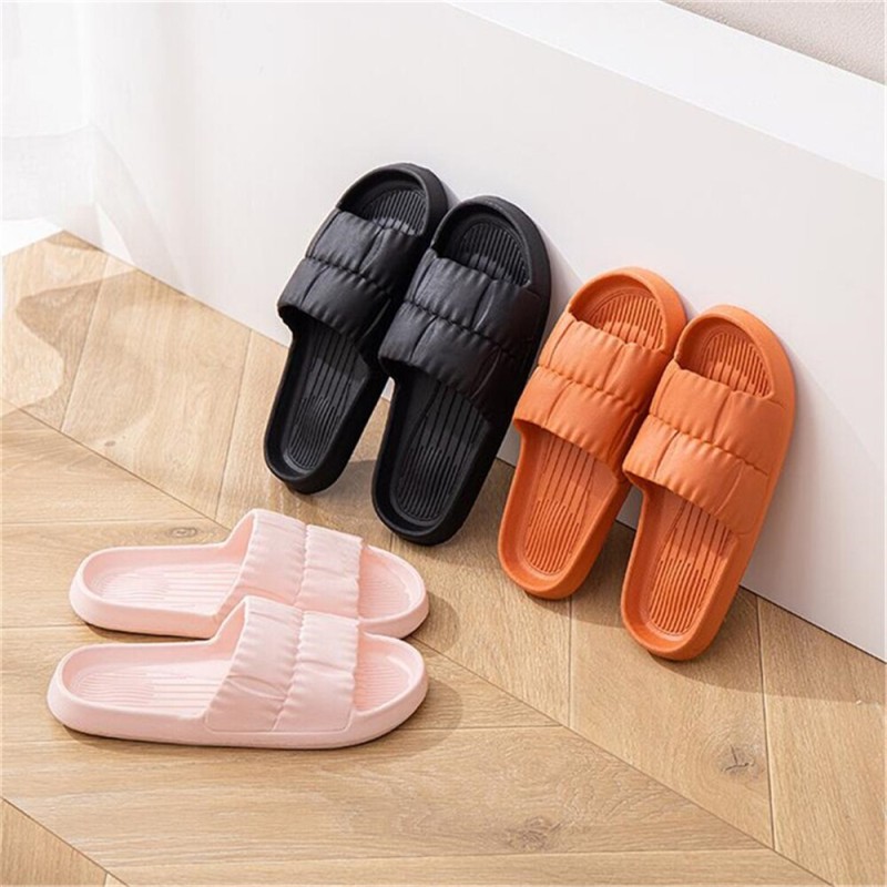 Summer Soft Comfortable EVA Non-slip Flip Flops Bath Slippers Couple Family Flat Shoes Hotel Sandals Women Indoor Home Slippers