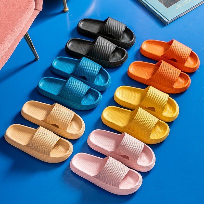 Women Thick Platform Cloud Slippers Summer Beach Soft Sole Slide Sandals Men Ladies Indoor Bathroom Anti-slip Home Slippers