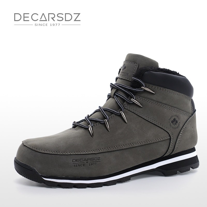 DECARSDZ Men Boots Durable Outsole 2023 New Outdoor Comfy Walking Men Shoes Short Plush Warm Snow Boots Water Proof Winter Boots
