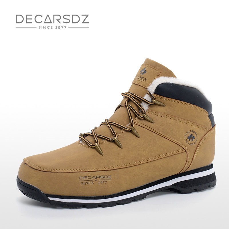 DECARSDZ Men Boots Durable Outsole 2023 New Outdoor Comfy Walking Men Shoes Short Plush Warm Snow Boots Water Proof Winter Boots