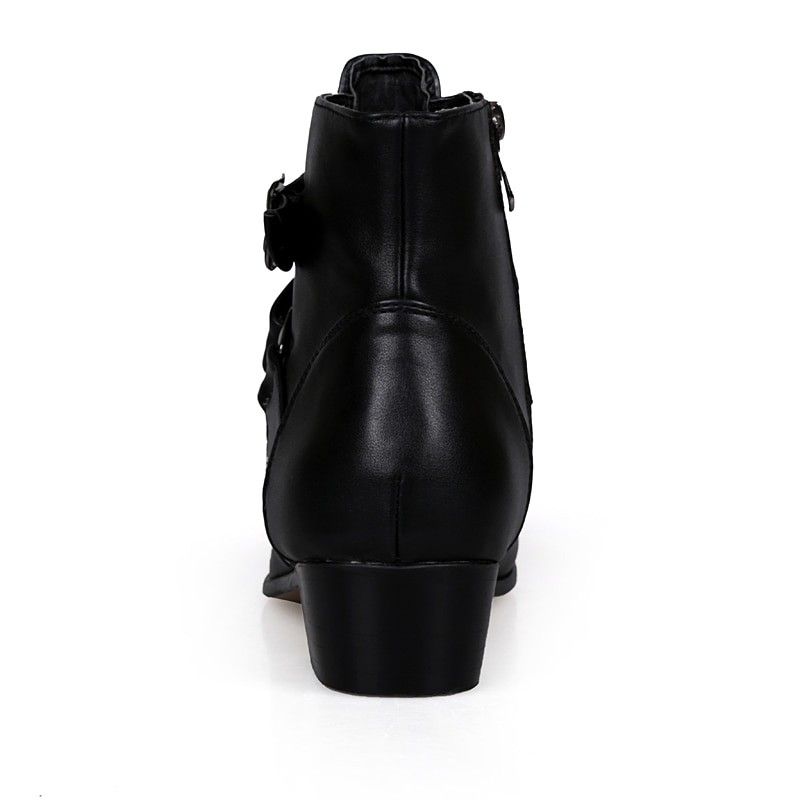 New Men PU Leather Riding Boots Trend Retro Short Boots Thick Heel Side Zipper Pointed Classic Western Cowboy Boots Hot Selling