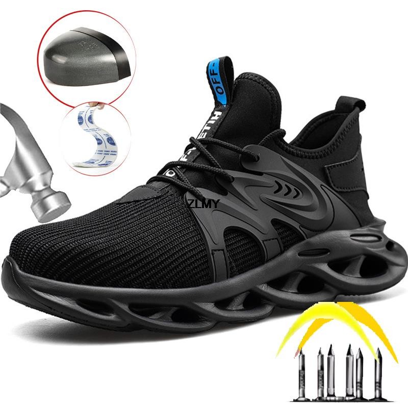 Lightweight Safety Shoes for Men Steel Toe Work Shoes Anti-stab Anti-smash Work Safety Boots Man Industrial Working Sneaker Male