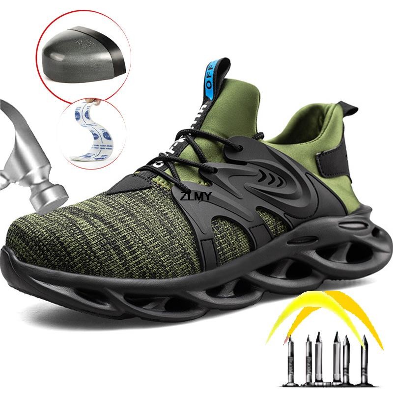 Lightweight Safety Shoes for Men Steel Toe Work Shoes Anti-stab Anti-smash Work Safety Boots Man Industrial Working Sneaker Male