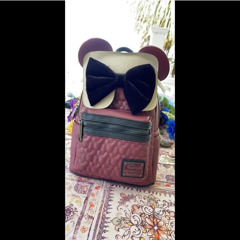 Disney Loungefly Mickey Mouse Minnie Wine Red Ears Backpack Casual Backpack School Bags for Girls