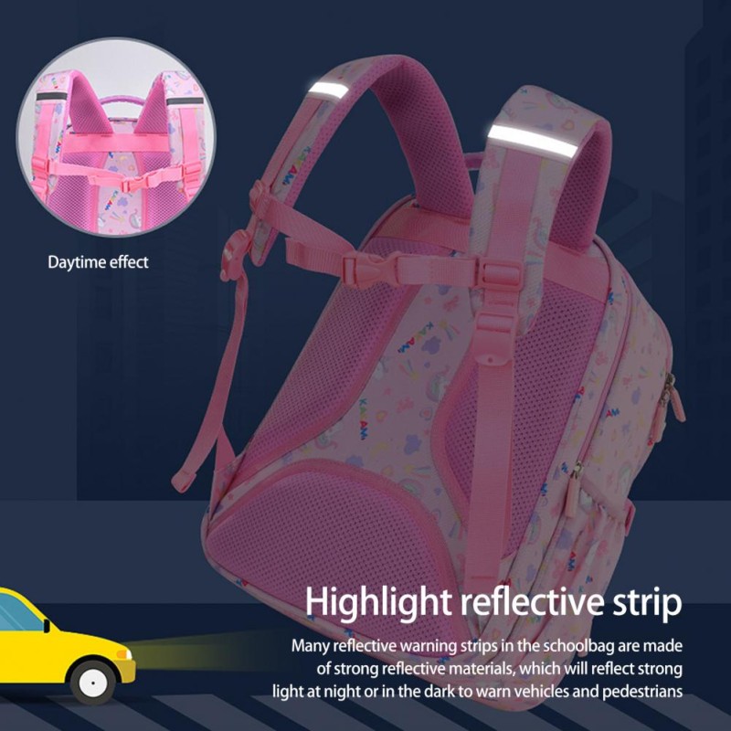 1-3 Grades Students Backpack Rainbow Waterproof Oxford Cloth Girls Backpack Large Capacity Bookbag For Primary School Students