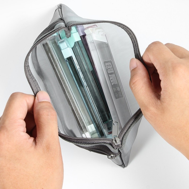 Simple Transparent Nylon Mesh Storage Bag Large Capacity Stationery Bag Pencil Case Portable Cosmetic Bag Makeup Case Pouch