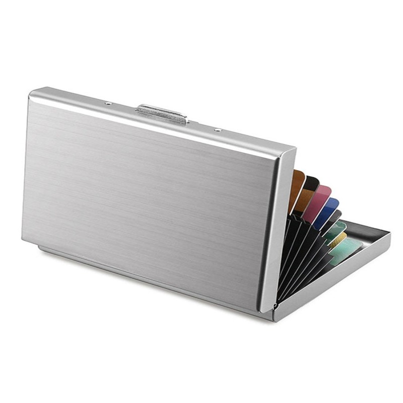 Gebwolf  Men RFID Blocking Aluminum Metal Slim Wallet Money Bag Anti-scan Credit Card Holder Thin Case