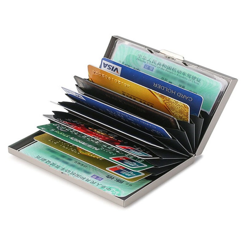 Gebwolf  Men RFID Blocking Aluminum Metal Slim Wallet Money Bag Anti-scan Credit Card Holder Thin Case