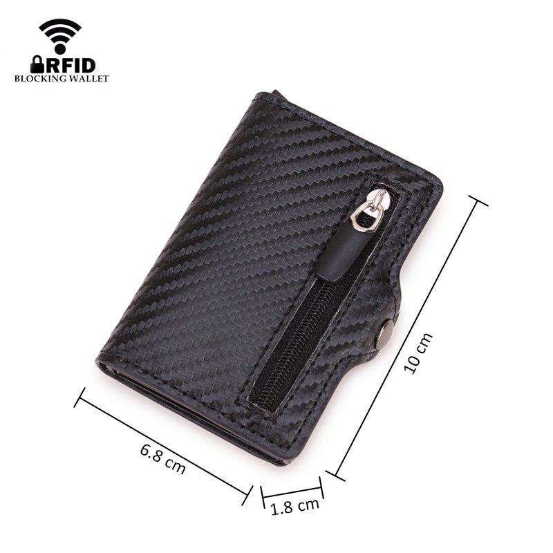 DIENQI Carbon Fiber Anti Rfid Credit Card Holder Simple Men's Slim Leather Business Wallet