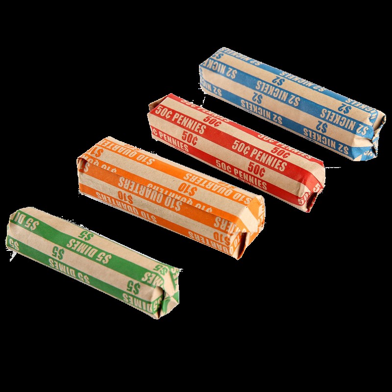 200 PCS Assorted Bundle Flat Striped Coin Wrappers, 50 of Each Penny, Nickel, Dime and Quarter