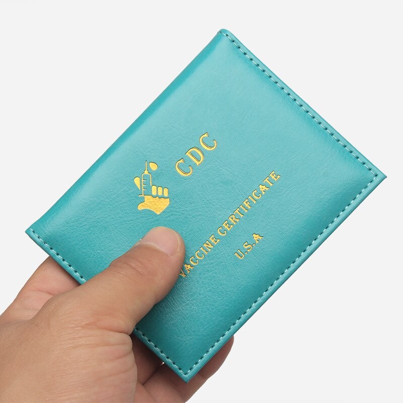 Business PU Leather Vaccination Card Protective Wallet Case Passport Cover Holder Vaccination Certificate Set Travel Accessories