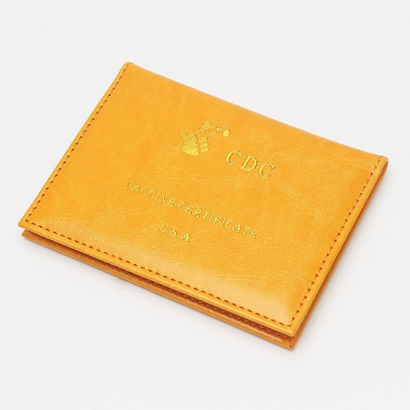Business PU Leather Vaccination Card Protective Wallet Case Passport Cover Holder Vaccination Certificate Set Travel Accessories