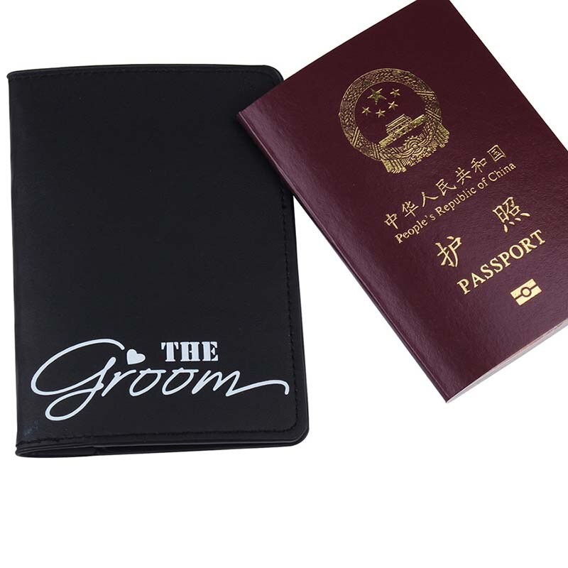 New Bride&amp;Groom Lovers Passport Covers Card Case Women Men Travel Credit Card Holder Travel ID&amp;Document Passport Holder