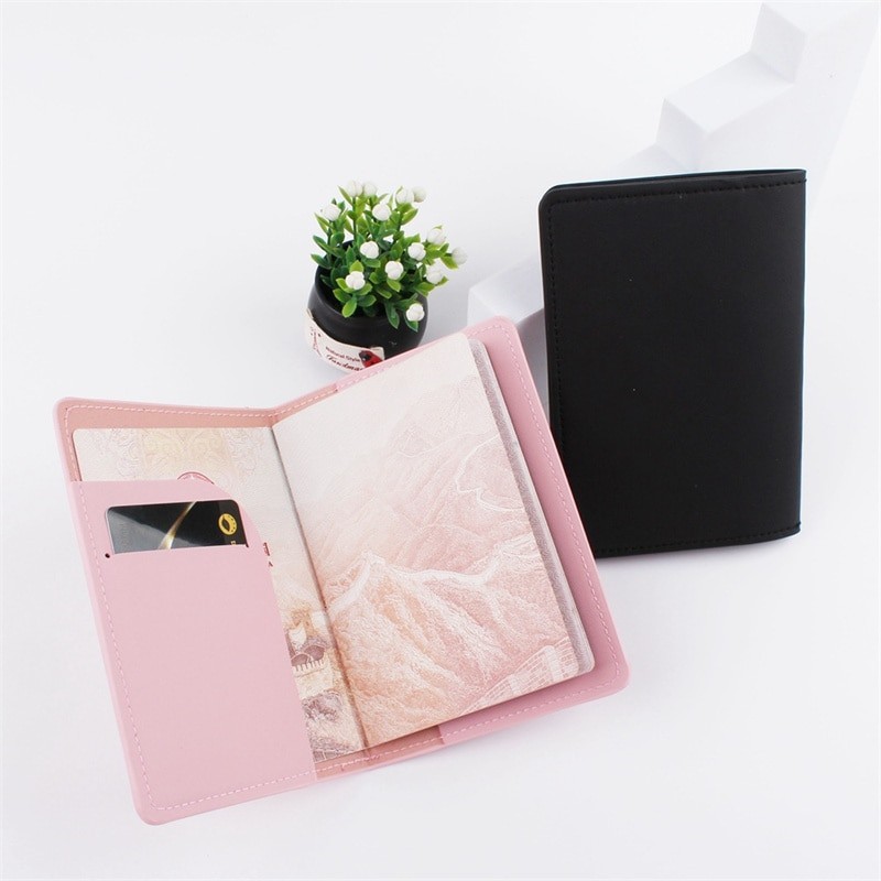 New PU Leather Airplane Travel Passport Cover PU One Card Bit Passport Case Passport Holder Protector Wallet Travel Accessories