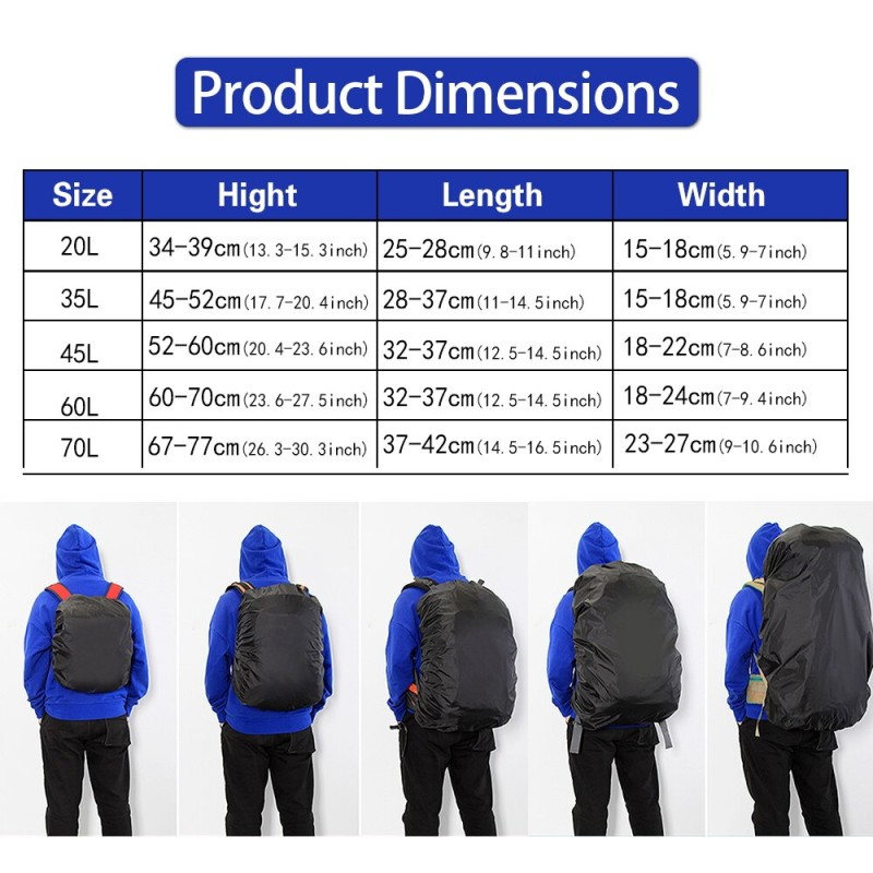 For 20-70L School Bags Backpack Waterproof Rain Protective Cover,Outdoor Camping Hiking Climbing Bag Rain Rainproof Case Covers